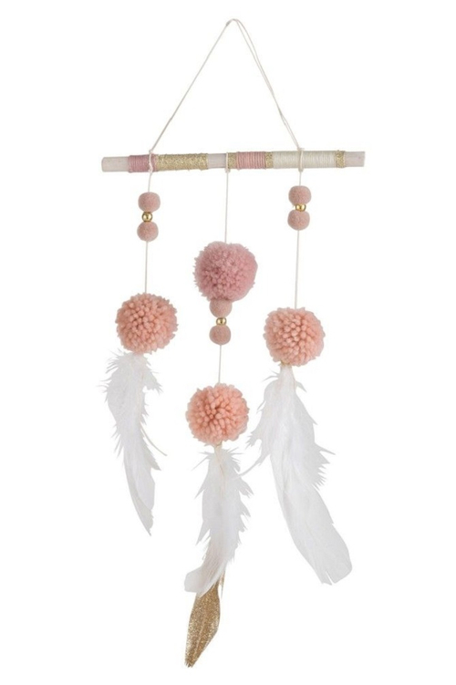 Декор подвесной "Ловец снов" 18х43см Дерево,перо,текстиль