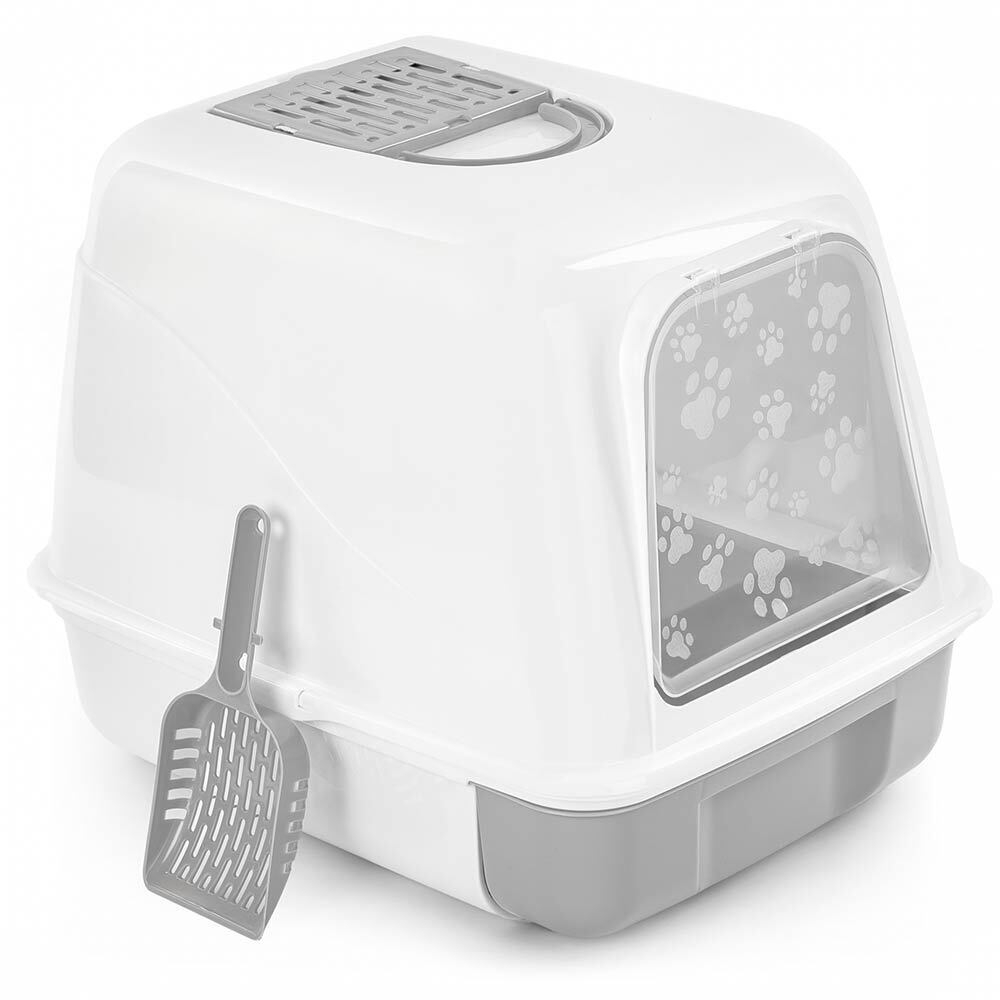 Туалет для кошек закрытый с выдвижным лотком "Alta", серый