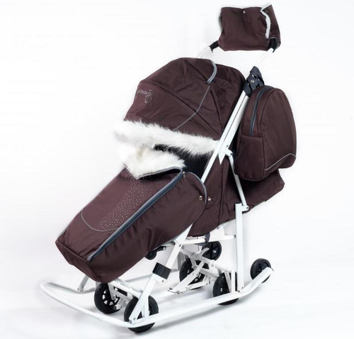 Детские санки-коляска Pikate Снеговик, шоколад