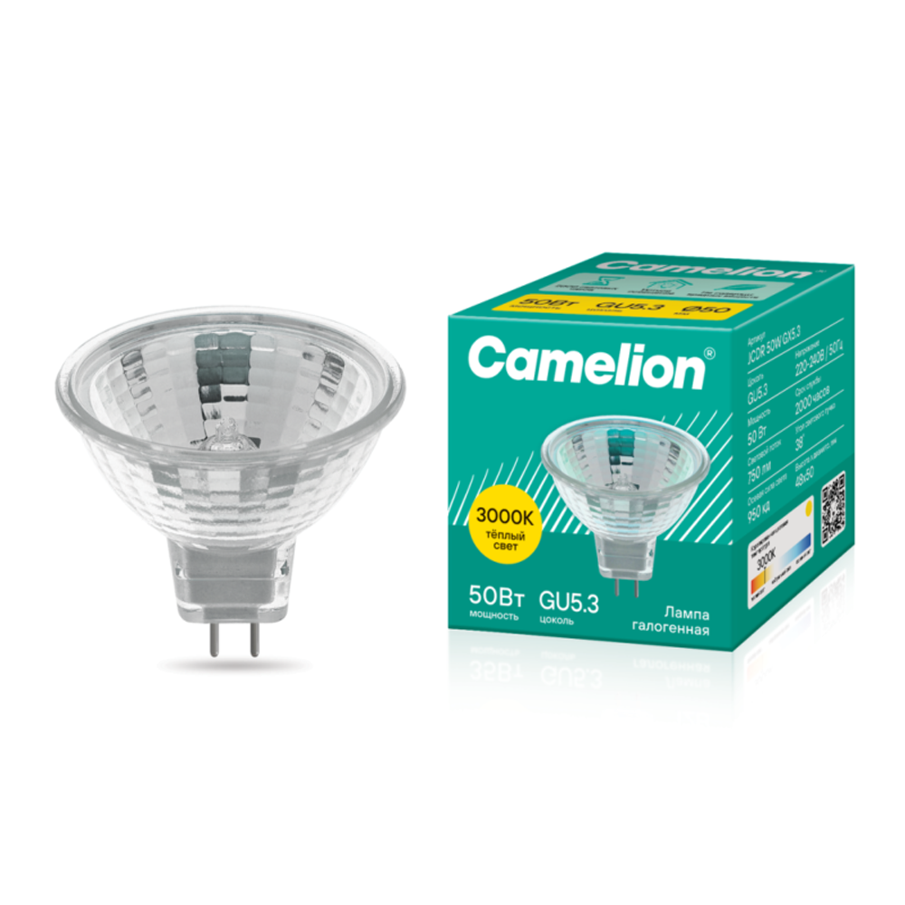 Лампа галогенная JCDR 50Вт GU5.3 Camelion 1953