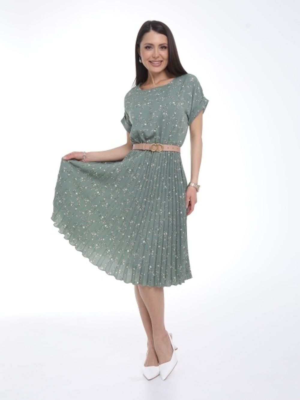 Платье Сабрина (гофре,оливка) Diolche