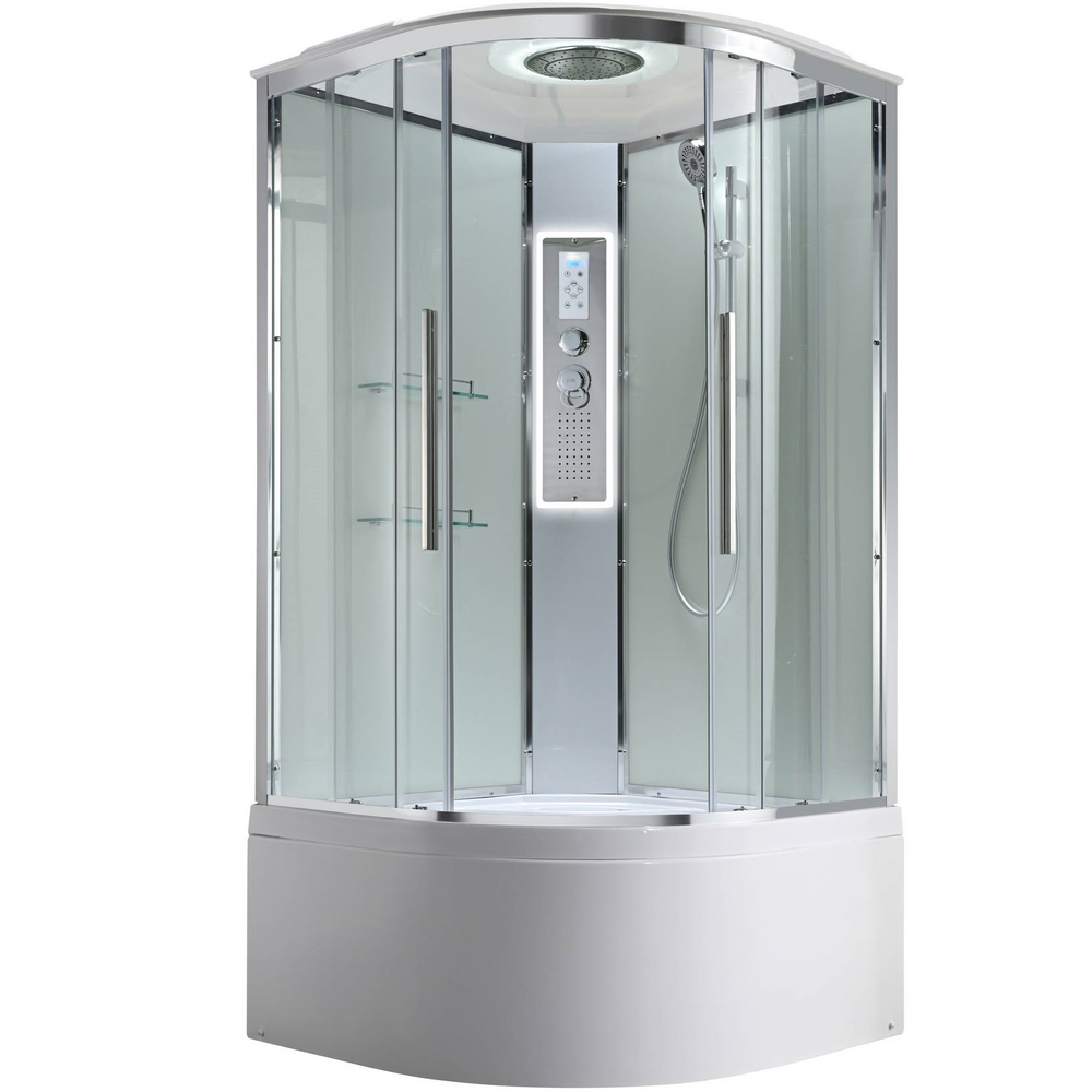 Душевая кабина AvaCan (АваКан) EM5080LEDT с высоким поддоном, с ГМ, с электрикой и LED освещением, 80х80х220