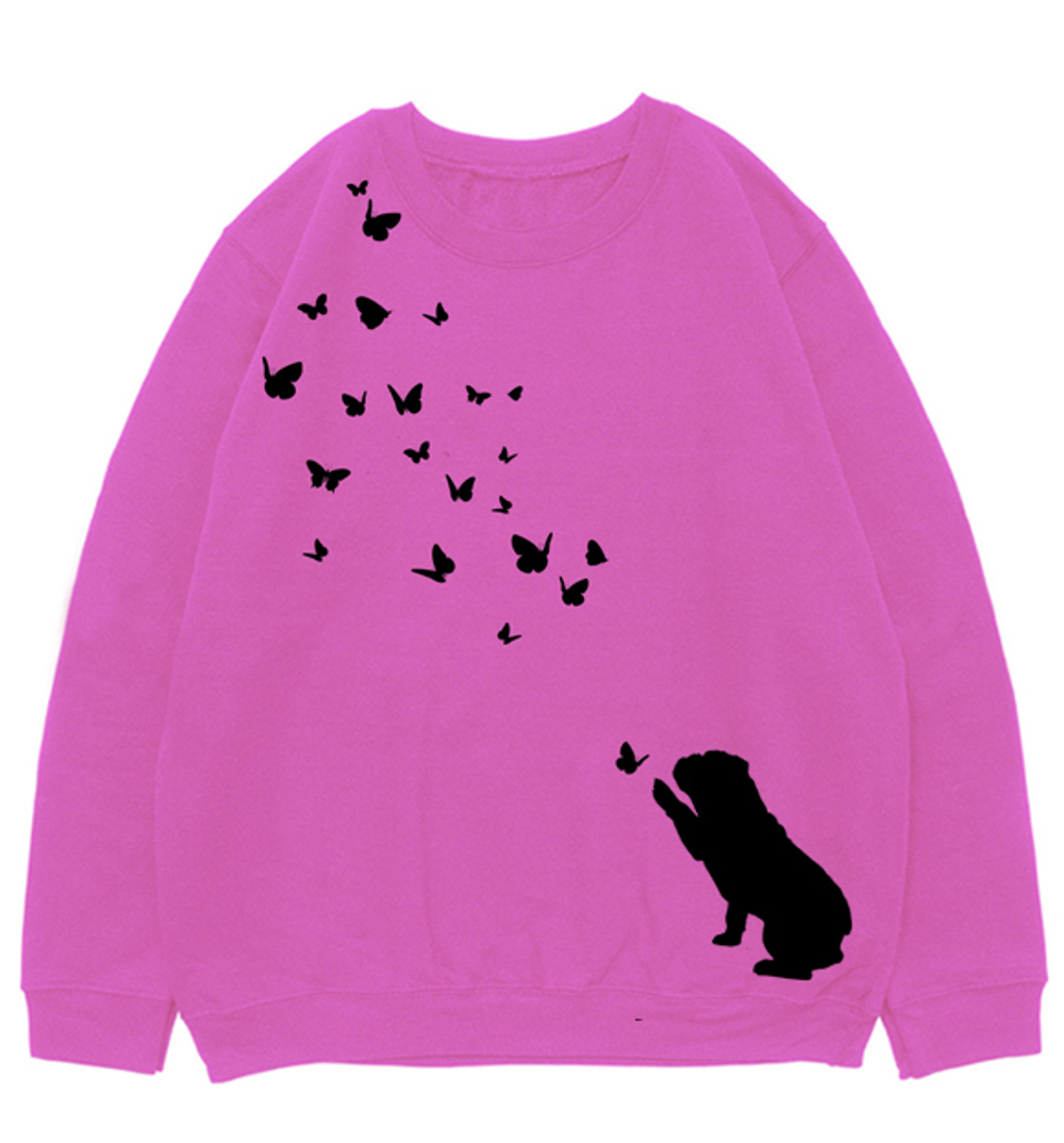 Свитшот "Английский бульдог и бабочки"