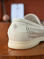 Светло-бежевые лоферы Loro Piana Summer Walk с плетением по периметру