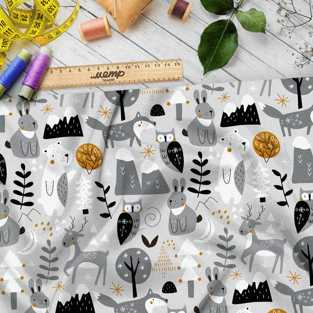 Ткань штапель зимующие дикие животные