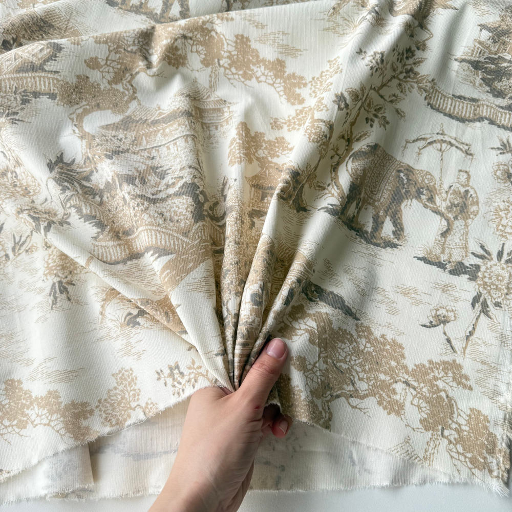 Микровельвет 100% хлопок Китайская церемония (бежевый)