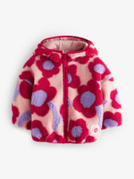 Куртка флисовая с капюшоном для девочки Next 378-119, Красный, Сиреневый, Бежевый