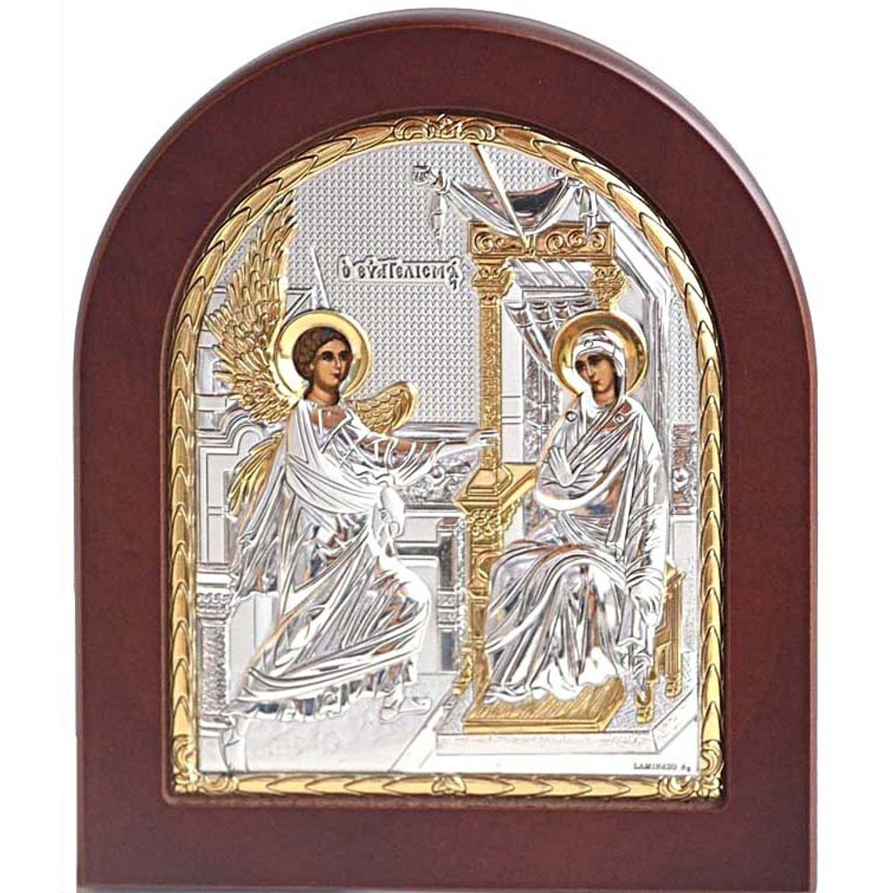 Благовещение Пресвятой Богородицы. Икона в серебряном окладе.