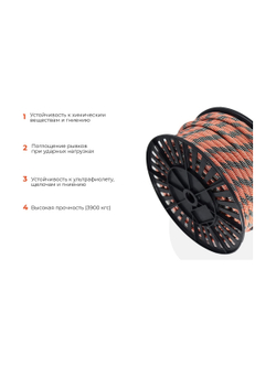 Страховочная высокопрочная веревка Gigant 48 прядей, 10 мм х50 м HRS-08