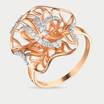 Женское кольцо из розового золота 585 пробы с фианитами (арт. 71353)