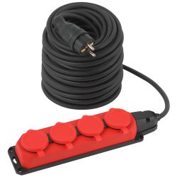Удлинитель силовой ЭРА UK-4e-3x1,5-50m-IP44(KG) с заземлением 4 розетки каучук 50м КГ 3х1,5мм2 IP44 | Силовые удлинители
