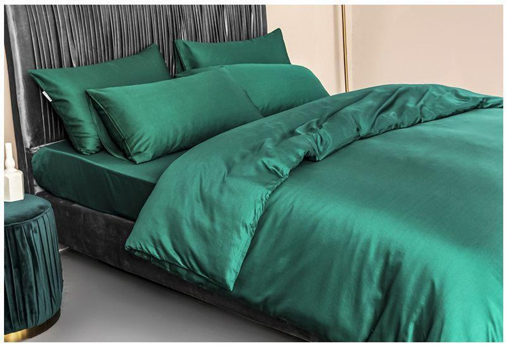 ZEPHYR HOME Двуспалка Египетский хлопок (простыня на резинке) изумруд