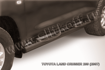 Пороги стальные Toyota Land Cruiser 200 (2007-2012) d76 с проступями (серебристые)