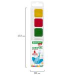 Краски акварельные BRAUBERG "KIDS", медовые, 6 цветов, квадратные кюветы, пластиковый пенал, 192281