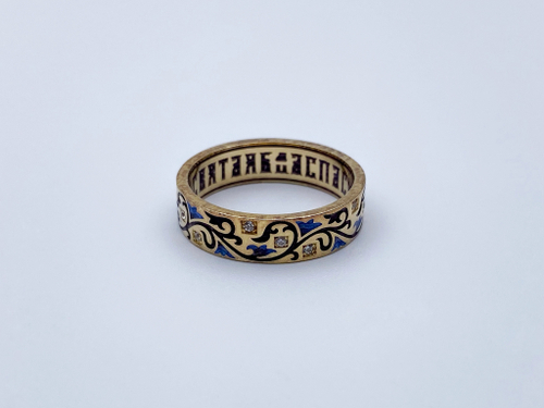 Кольцо из серебра/Позолота,Эмаль/С камнями