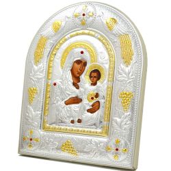Иерусалимская икона Богородицы в серебряном окладе.