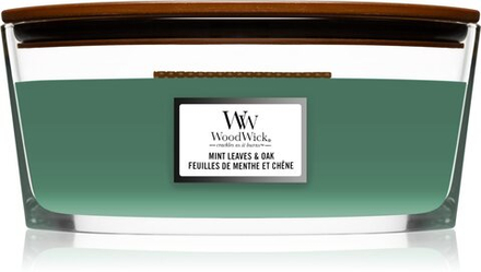 Woodwick Mint Leaves & Oak - ароматическая свеча с деревянным фитилем (хартвик) /   453,6  g  / GTIN 5038581142074