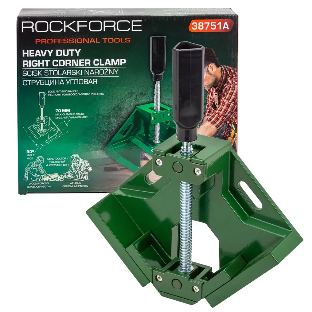 Струбцина винтовая угловая (1 зажим, max захват-70мм) RockForce##Rock FORCE RF-38751A