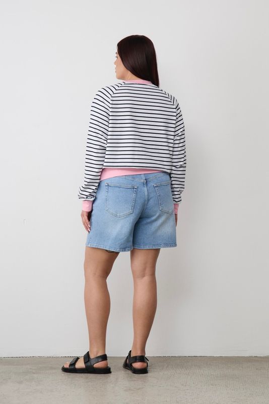 Лонгслив-тельняшка с контрастной отделкой, черно-белый