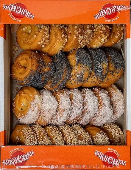 Печенье сдобное К чаю арахис кунжут мак кокосовая стружка Кукусики 650г