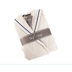 STRIPE серый махровый женский халат Soft Cotton (Турция)