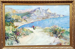 Картина Цветковой В.П. "Голубой залив" холст/масло 75х120