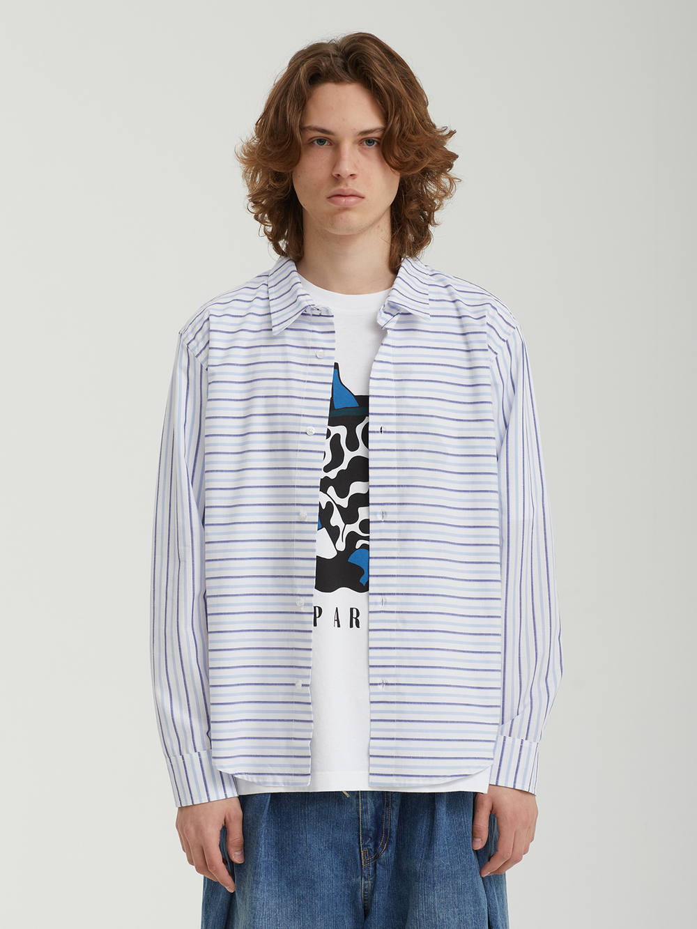 Мужская Рубашка Striped Logo