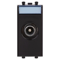 Розетка TV проходная модульная, "Avanti", "Черный квадрат", 1 модуль