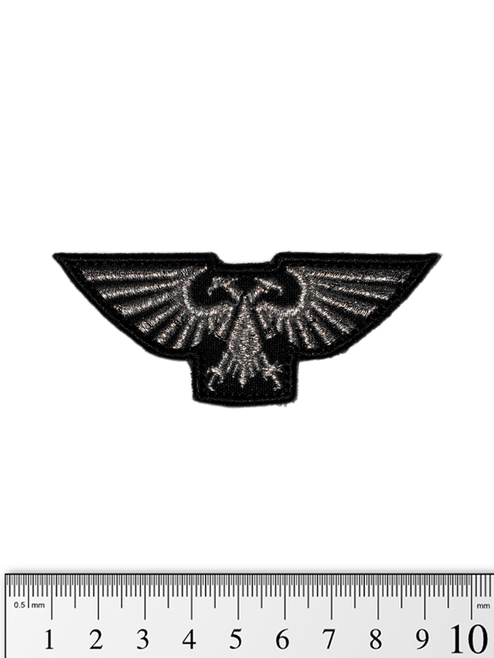 Шеврон Warhammer 40k. Имперский орёл (Imperial Aquila) вышивка. Серебро