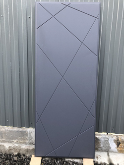 Входная металлическая дверь с зеркалом RеX (РЕКС) 25 кварц черный, фурнитура на Квадратной розетке, цвет хром/ Лучи ФЛ-291 Силк титан