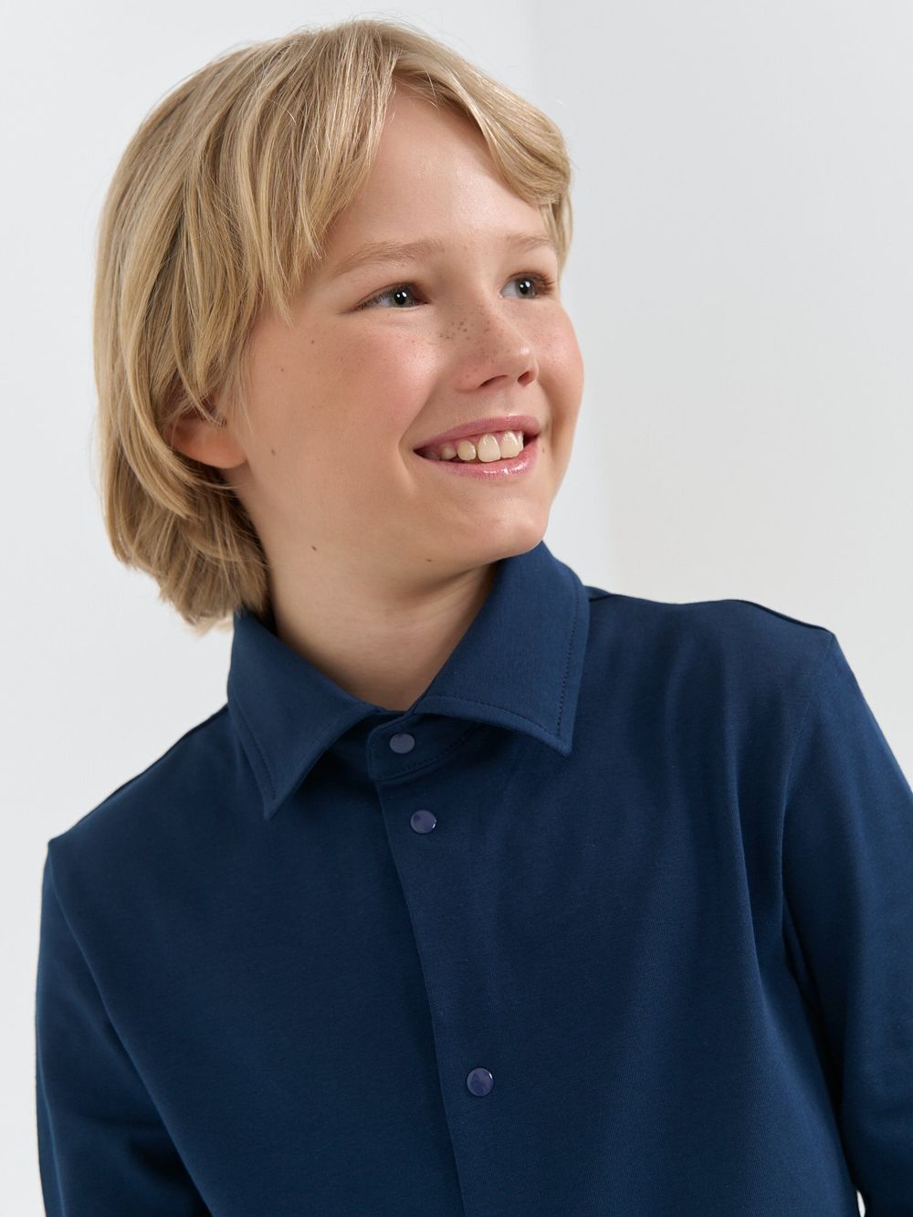 Рубашка трикотажная "Синяя" на кнопках 7+