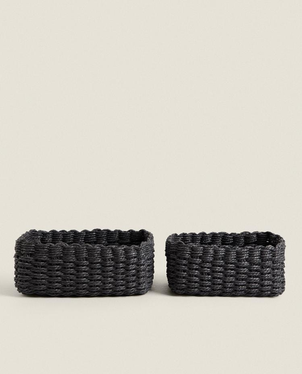 ZARA HOME ПЛЕТЕНАЯ КОРЗИНА, ЧЕРНЫЙ