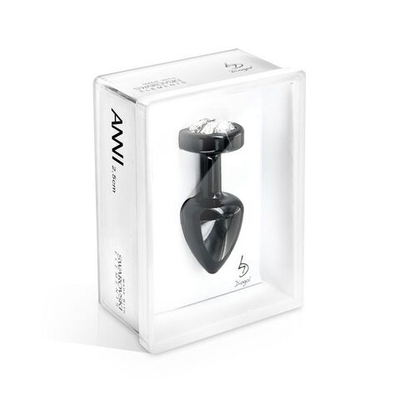 Чёрный анальный плаг Anni R Clover Black T1 с кристаллом в виде цветка - 6 см. (Цвет: черный)