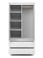 Шкаф для одежды распашной 2 ящика, со штангой и полками, шкаф для вещей в прихожую и спальню в скандинавском стиле