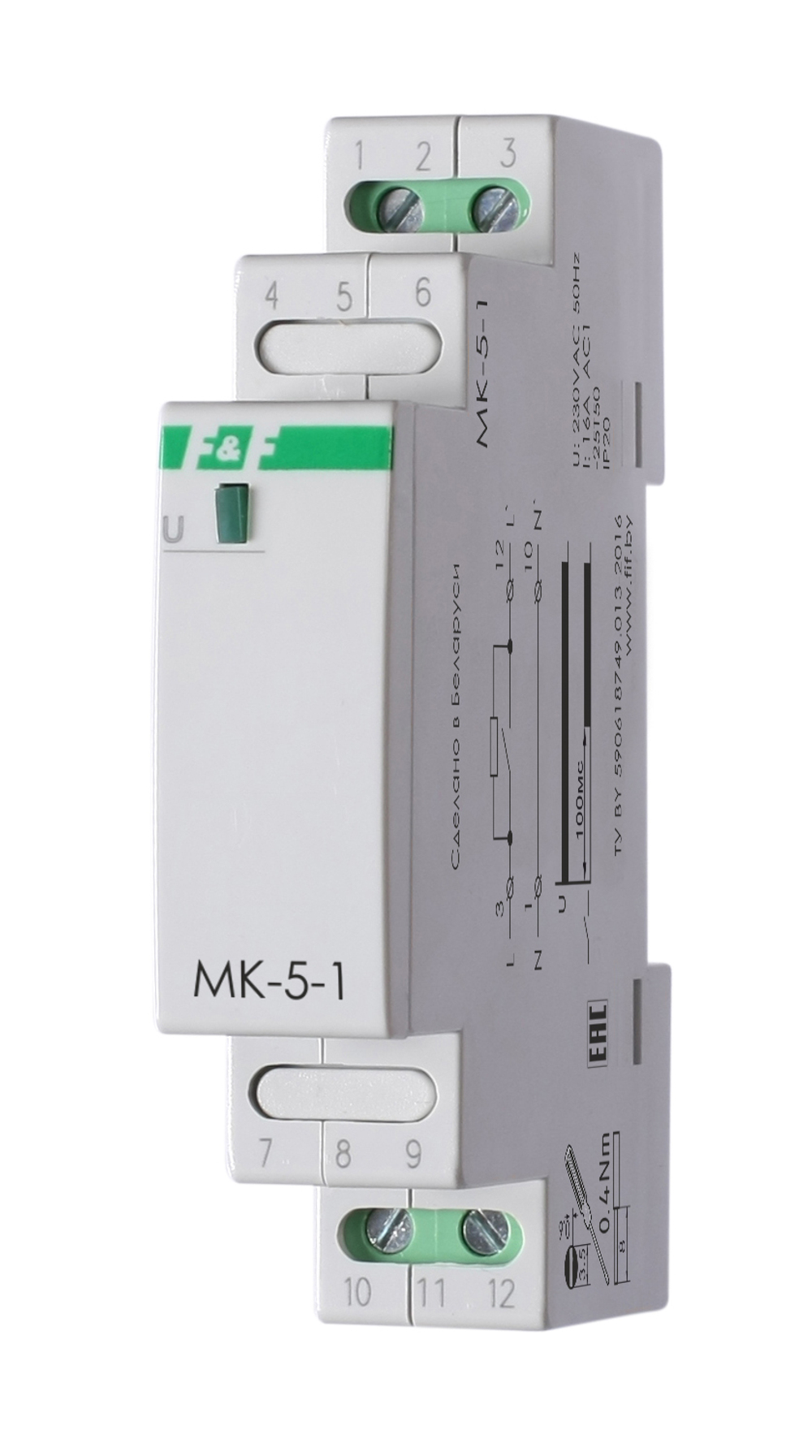 Модуль защиты контактов MK-5-1 230В AC 16А 1S 1NO