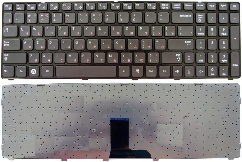 Клавиатура для ноутбука Samsung R578, R580, R588, R590 Series (Плоский Enter, с рамкой)