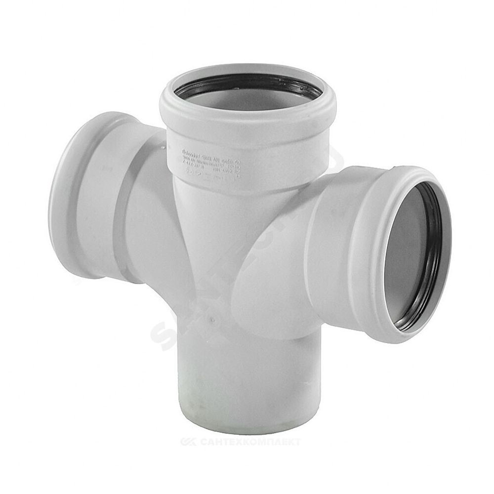 Крестовина PP-MD 1-плоскостная бесшумная светло-серая Skolan Safe SKDA Дн 110х110х110х87гр (DN110х110х110) б/нап в/к Ostendorf 335900