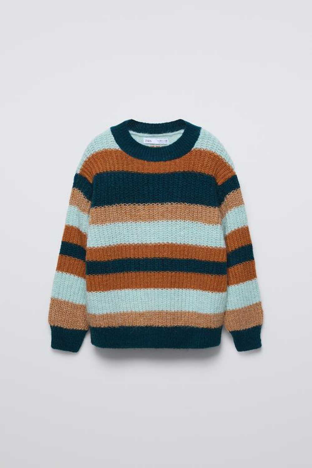 ZARA СВИТЕР В ПОЛОСКУ, ЗЕЛЕНЫЙ