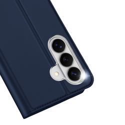 Чехол книжка из кожи синего цвета для Samsung Galaxy S26+ Плюс, серия Skin Pro Series от Dux Ducis