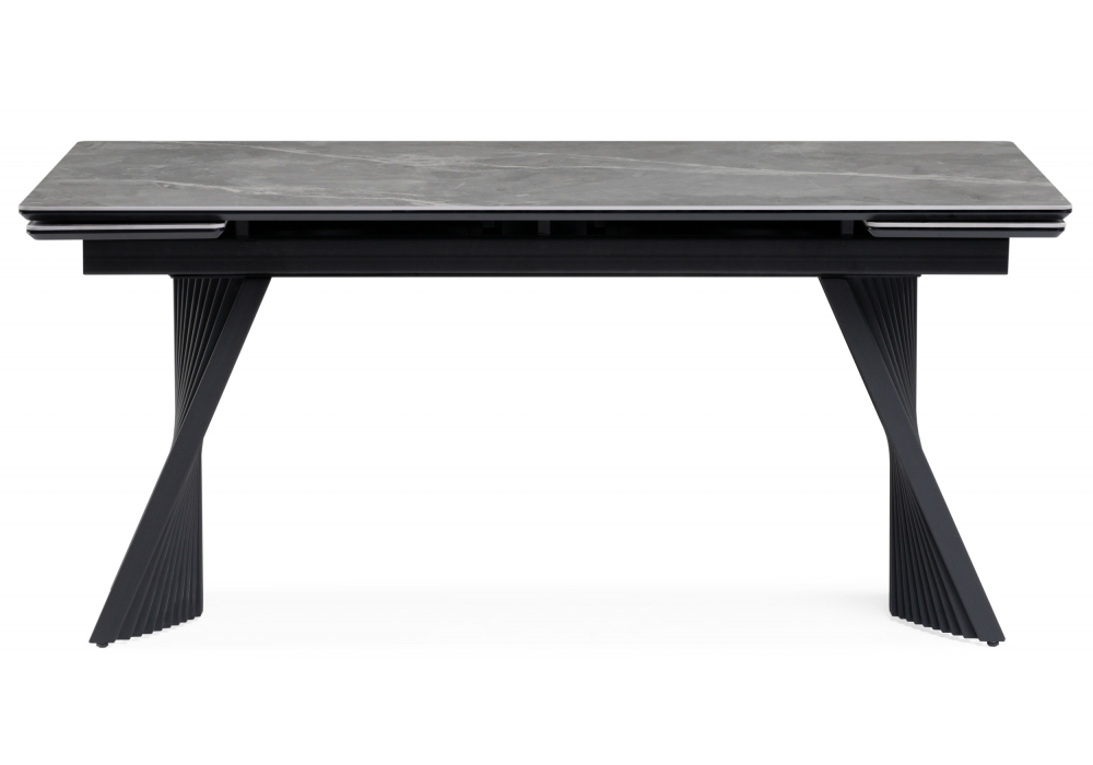 Керамический стол Woodville Вейв 160(220)х89 larka grey, черный