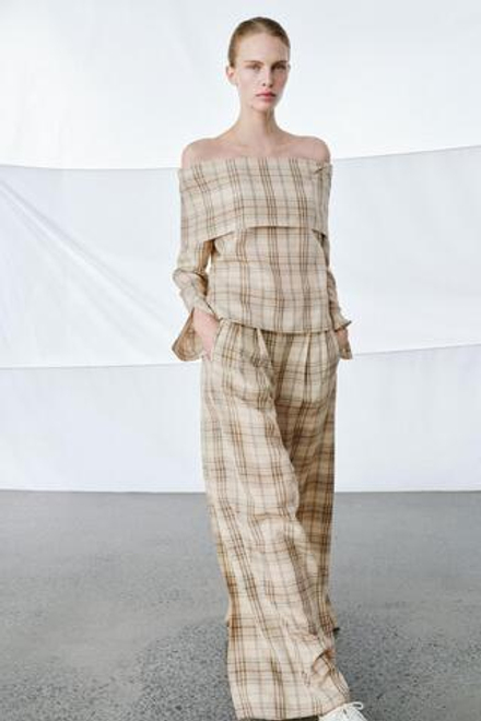 ZARA ТОП В КЛЕТКУ — ZW COLLECTION, БЕЖЕВЫЙ