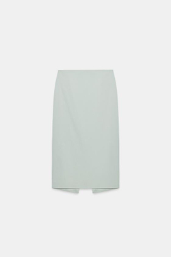 ZARA ЮБКА МИДИ С РАЗРЕЗОМ — ZW COLLECTION, СЕРЫЙ