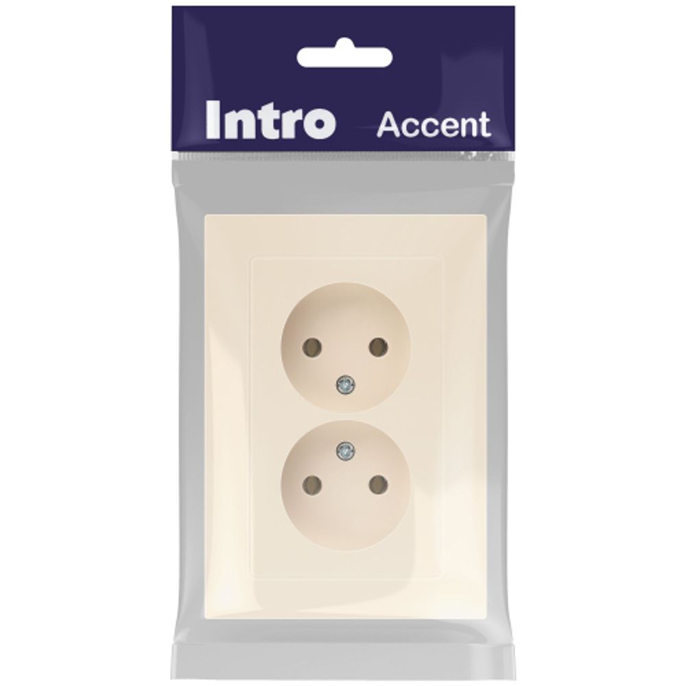 Розетка Intro Accent 6-204-02 2х2P, 16А-250В, IP20, СУ, AL/CU, слоновая кость