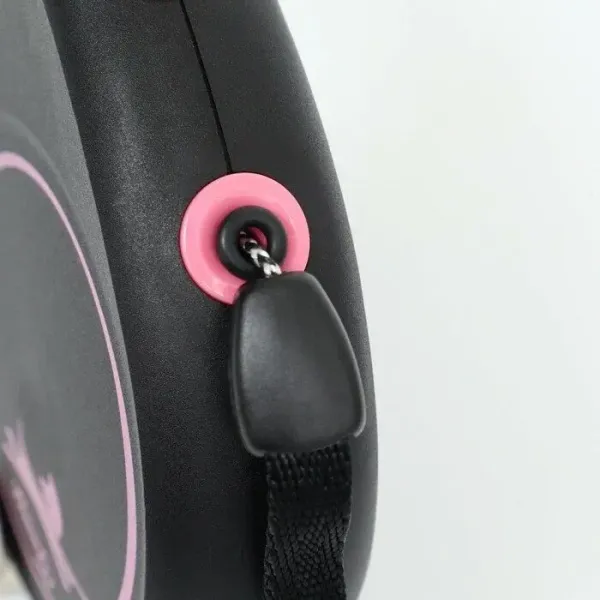 Flexi рулетка Black Design S (до 12кг) 5м трос черный/розовый