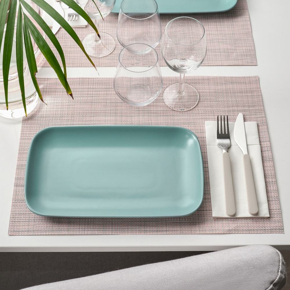 IKEA FÄRGKLAR  (ИКЕА ФÄРГКЛАР)  -  Тарелка, матовая светло-бирюзовая, 30x18 см