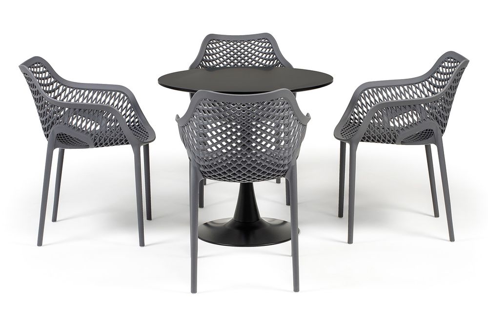 "Беллини" обеденная группа на 4 персоны, цвет темно-серый