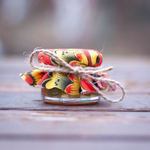 Бонбоньерка с медом на свадьбу, 35 грамм, стиль "Хохлома"