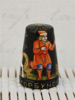 Наперсток деревянный ручной росписи "Конек Горбунок".