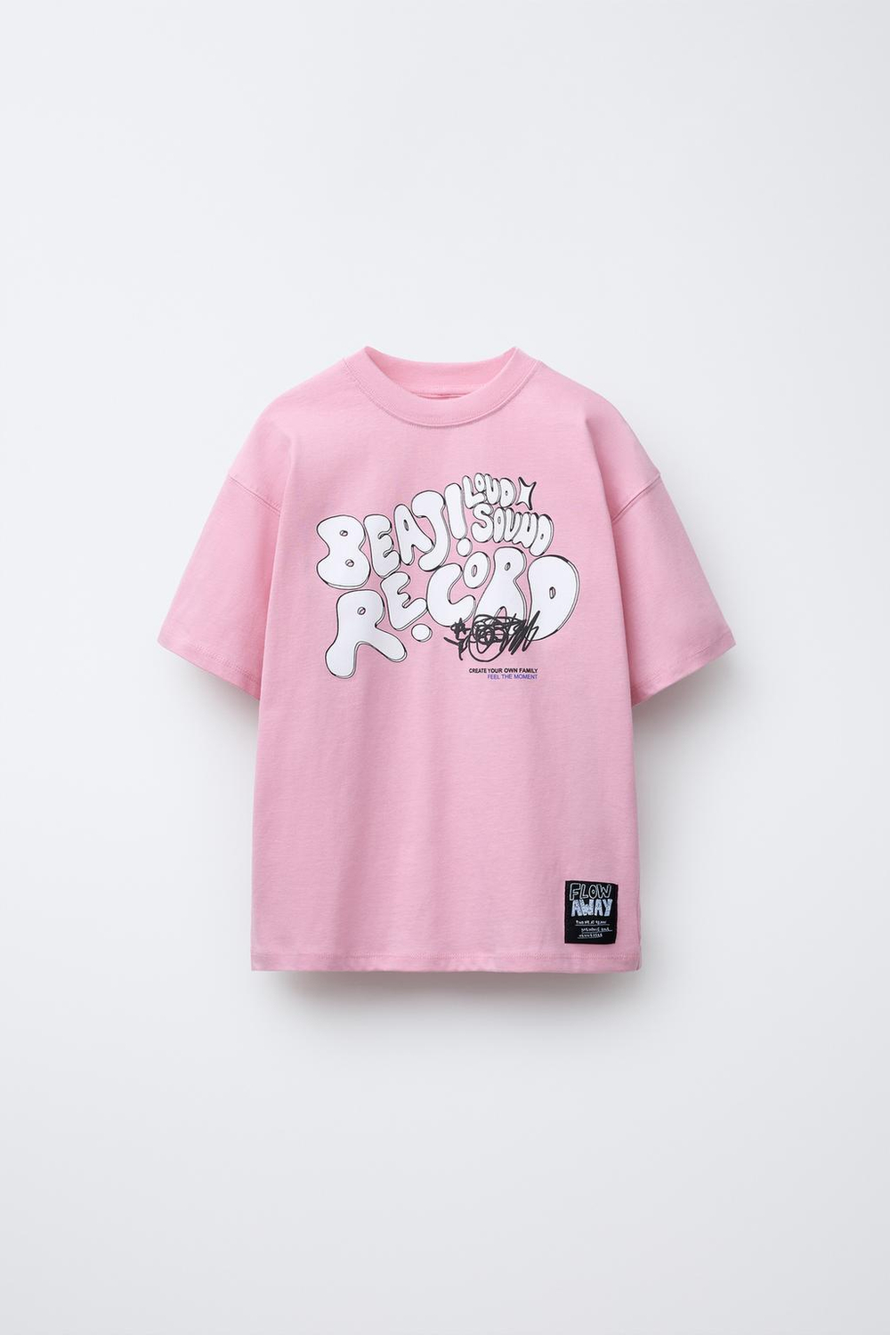 ZARA ФУТБОЛКА С НАДПИСЬЮ В СТИЛЕ ГРАФФИТИ, РОЗОВЫЙ