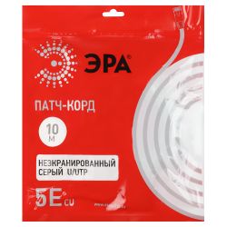 Патч корд ЭРА U/UTP неэкранированный 10 м, категория 5e, серый Cu | Электротовары